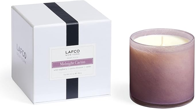 LAFCO New York Classic Candle, Midnight Cactus - 6.5 oz - 50-Hour Burn Time - Reusable, Hand Blown Glass Vessel - Made in The USA