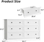 CHUWELL White Dresser for Bedroom, 55.1" Wide Dressers & Chests of Drawers with Large Capacity Storage, 6 Drawer Dresser for Bedroom