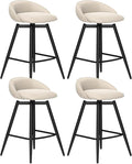 COSTWAY Bar Stools Set of 4, 25" Upholstered Counter Height 360° Swivel Bar Stools w/Backrest & Footrest, Heavy-Duty Metal Frame Armless Breakfast Chairs for Kitchen, Living Room (Set of 4,Beige)