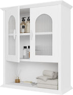 CJL Bathroom Wall Cabinet with Fluted Door, 18.9'' x 23.6'' Medicine Cabinet, Over The Toilet Storage Cabinet, White