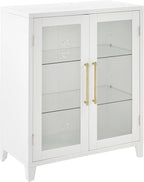 Crosley Furniture Roarke Stackable Glass Door Kitchen Pantry Storage Cabinet, Accent Cabinets for Entryway, White