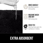 GORILLA GRIP Bathroom Rugs, 30x20, Ultra Soft Absorbent Mat, Thick Plush Bath Rug, Machine Washable, Microfiber Quick Dry, Mats for Shower, Bathtub and Floor, Home Decor Accessories, Black