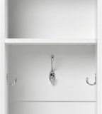 Prepac Narrow Coat Rack Freestanding Hall Tree with 3 Hooks, Entryway Furniture for Coat and Shoe Storage, Entryway Organization with an Adjustable Shelf, 14.75"W x 72.5"H x 15.5"D, White