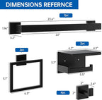 10-Pieces Bathroom Hardware Set, SUS304 Stainless Steel Wall Mounted 23.6 Inch Towel Bar, Toilet Paper Holder, Towel Hooks, Bathroom Towel Bar Set (Matte Black (Type 2), 10 Piece-23.6 inch)