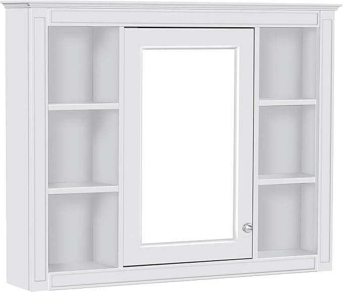 Bathroom Wall Cabinet with Mirror, 35'' x 27.5'' Medicine Cabinet with Mirror Door and Adjustable Shelves, Over Toilet Storage Cabinet, Wall-Mounted Bathroom Mirrors for Over Sink with Storage