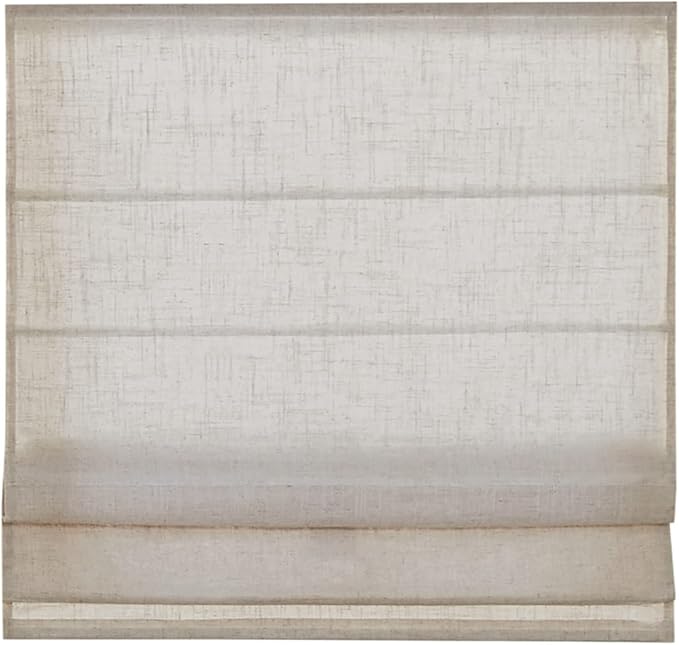 Madison Park Kyler Cordless Roman Shades - Single Panel, Lightweight Linen Blend Fabric, Natural Design, Easy Installation, Light Filtering Window Blind, Bedroom, Living Room Decor 35"W x 64"H Natural