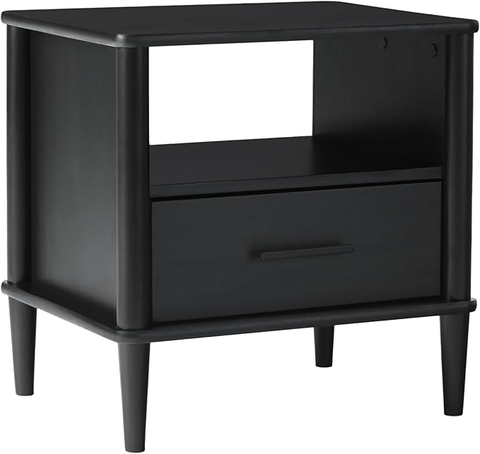 Walker Edison Modern 1-Drawer Nightstand, 20 Inch, Black 20-Inch