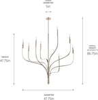 KICHLER Livadia 8-Light Chandelier, Soft Modern-Light in Polished Nickel, for Foyer, Great Room, or Vaulted Dining or Bedroom (47.75" x 47.75"), 52675PN