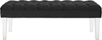 Modway Valet Tufted Button Performance Velvet Upholstered Bedroom Or Entryway Bench with Acrylic Legs in Black