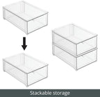 mDesign Plastic Stackable Bathroom Storage Organizer Bin with Pull Out Drawer for Cabinet, Vanity, Shelf, Cupboard, Cabinet, or Closet Organization - Lumiere Collection - 8 Pack - (Clear, 8 x 12 x 4)