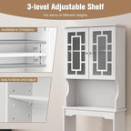 Giantex Over-The-Toilet Storage Space Saver, Bathroom Organizer with Cabinet and Shelf, Above Toilet Standing Rack (White)