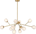 Possini Euro Design Tofay Warm Brushed Brass Sputnik Chandelier Lighting 37 3/4" Wide Modern Dimmable LED Frost Glass Shades 12-Light Fixture for Dining Room House Foyer Kitchen Island Entryway