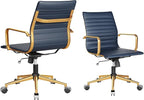 Executive Desk Chair Ergonomic Swivel Office Chair with Armrests and Wheels Heavy Duty Chair for Home Office Comfortable Wide Seat for Women and Men ，Gold Navy