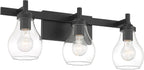 Possini Euro Design Danvers Modern Wall Light Black Metal Hardwired 22 1/2" 3-Light Fixture Clear Globe Glass Shades for Bedroom Bathroom Vanity Reading Living Family Room Hallway House Home Decor