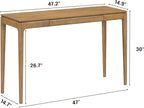 NTC Mingle 47-Inch Console Table, Modern Solid Wood Entryway Table with Hidden Drawer, Waterproof & Heat Resistant, Narrow Table for Hallway, Living Room & Foyer, Teak Look