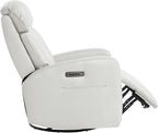 CHITA Leather Power Swivel Recliner Chair for Adults, Triple Motor Electric Rocker Recliner for Living Room with Adjustable Headrest and Lumbar Support, USB & Type-C Charging Ports, Creamy Grey