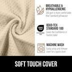 GORILLA GRIP Patent Pending Queen Bed Wedge Pillow Headboard Gap Filler, US Designed, Comfortable Supportive High Density Foam Pillows, Stay in Place Gripping Dots, Wedges Between Mattress, Cream