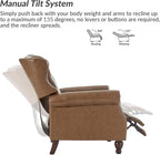 HULALA HOME Genuine Leather Recliner Chair Set of 2 w/Solid Wood Legs, Modern Adjustable Tufted Push Back Arm Chair w/Rivet Decoration, Home Theater Seating Reclining Sofa for Living Room, Camel