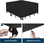 Easy-Going Patio Furniture Set Cover Waterproof Outdoor Square Table Cover with Seal Tape at Seams (49"L x 49"W x 28"H, Black)