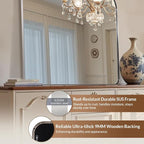 ANDY STAR Chrome Arched Mantel Large Wall Mirror, 30x36 Polished Nickel Stainless Steel Framed Arch Mirror Wall-Mounted for Wall Decor Living Room, Bathroom, Bedroom, Entryway & Fireplace Mantel