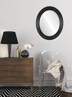 OVALCREST Oval Beveled Wall Mirror for Home Decor - Florence Style - Gloss Black - 32" x 26"