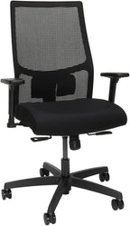 HON Ignition 2.0 Mid Back Task Chair, Standard Synchro-Tilt Control, Office Chair with Lumbar Support, Height and Width Adjustable Arms, Black Frame, Black