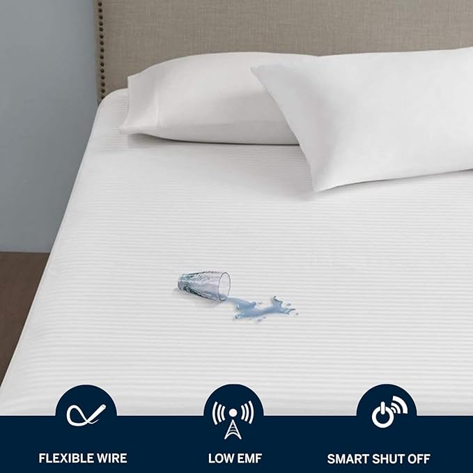 Serta Waterproof Heated Mattress Pad - Electric Bed Warmer with 10 Heat Settings, Auto Shut Off Timer, ETL Certified Electric Mattress Pad, Elastic Deep Pocket, Machine Washable, White Full
