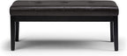 SIMPLIHOME Lacey 41 inch Wide Contemporary Rectangle Tufted Ottoman Bench in Distressed Black Vegan Faux Leather, Assembled, For the Living Room and Bedroom