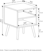 Furinno Claude Side Table, 2-Tier Square End Table with Wooden Legs, Open Shelf Night Stand, Bedside Table, for Living Room, Bedroom, Espresso