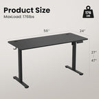 Casaphoria 55 x 24 inches Electric Standing Desk, Sit to Stand Desk with Memory Height Adjustment, Home Office Computer Desk for Writing and Games, Black