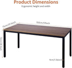 POPRUN Writing Computer Office Desk 59 Inch（60"x 30"） Home Office Wooden Writing Study Desk Table, Large Solid Wood Desk, Modern Simple Sturdy Laptop Study Table, Walnut - Solid Tabletop Made of MDF