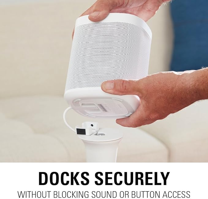 Sanus Wireless Sonos Speaker Stand for Sonos One, Play:1, & Play:3 - Audio-Enhancing Design with Built-in Cable Management - Single Stand (White) - WSS21-W1