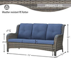 HUMMUH 6 Piece Patio Furniture Set PE Wicker Rattan 3-Seat Outdoor Sectional Sofa with Love Seats,Patio Swivel Chairs,Ottomans Conversation Sets for Garden, Poolside, Backyard