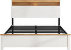 Queen Bed Frame, Wood Platform Bed Frame with Storage Headboard, Charging Station, Modern Bedframe Queen Size, 800lbs Capacity, Metal Slat Support, Noise-Free, No Box Spring Needed, White