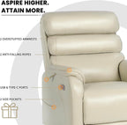 EONIX Wide Lay Flat Power Lift Recliner Chair for Elderly, 400lbs Heavy Duty Lift Chairs with Heat and Massage Charging Ports, Oversized Dual Motor Power Recliner for Adults, LRY004063, Cream White