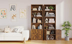 MXV 6-Tier Bookshelf and Bookcase Set of 2, Wooden Bookshelves with Cabinet Doors, Floor Bookshelves and Office Storage Cabinets for Home Office, Living Room (Brown 2 Pack, 6-Tier)