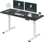 FLEXISPOT E6 Standing Desk 3 Stages Dual Motor Electric 60x24 Inch Whole-Piece Board Height Adjustable Electric Sit Stand Desk(White Frame + Black Desktop, 2 Packages)