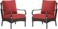 Sophia & William Extra Large Outdoor Patio Sofa Chairs Set 2 PCS Heavy-Duty Porch Furniture with High Back & Deep Seating Area, 5.5" Thicken Cushions for Deck, Lawn, Outside (Red)