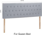 Kingfun Tufted Upholstered Queen Size Bed Headboard in Modern Button Design, Adjustable Solid Wood Head Board, Premium Linen Fabric Padded Headboards in Bedroom (Smoky Grey)