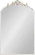 Kate and Laurel Arendahl Traditional Arch Wall Mirror; 24 x 36; Antique White; Vintage Glam Baroque-Inspired Arched Bathroom Vanity Mirror with Ornate Crown