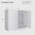 Buffet Cabinet Set of 2 with Storage, Arc Accent Sideboard with 2 Doors and Adjustable Shelves, Large Console Table for Dining Room, Kitchen, Living Room, White