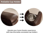 Leather Recliner Chair, Manual Recliner Chair for Adults with Overstuffed Arms and Back, Single Sofa Recliner with Cup Holders for Living Room Set of 2, Red Brown