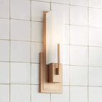 Possini Euro Design Midtown Modern Wall Sconce Lighting Burnished Brass Hardwired 15" High Fixture Rectangular White Glass for Bedroom Bathroom Bedside Living Room Home Hallway Dining Kitchen