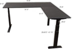 Stand Up Desk Store Crank Adjustable Height L-Shaped Standing Desk with Steel Frame (Black Frame/Black Top, 72" Wide)