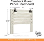 Signature Design by Ashley Cambeck Farmhouse Panel Headboard ONLY with USB Charging Stations, Queen, Whitewash