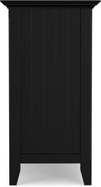 SIMPLIHOME Acadian SOLID WOOD 62 inch Wide Transitional Wide Storage Cabinet in Black, with 3 Tempered Glass Doors, 3 Adjustable Shelves