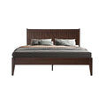 Queen Size Bed Frame with Headboard & Footboard, Solid Wood Platform Bed, Central Metal Legs, 12 Sturdy Slats, Under Bed Storage, Easy Assembly, Noise-Free & Anti-Slip, Dark Roast Oak Finish, OLQ-32