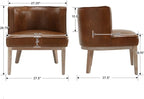 Set of 2 Arm Accent Chair Barrel Accent Chair with Wood Legs, Brown Leather Comfy Barrel Round Side Chair Upholstered Reading Chairs with Back for Living Room Bedroom Living Room Chair, Brown