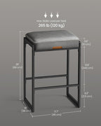 VASAGLE EKHO Collection - Bar Stools Set of 4, Counter Height Bar Stools, Synthetic Leather with Stitching, Mid-Century Modern Counter Stools, 26-Inch Tall, Kichen Home Bar Dining Room, Dove Gray