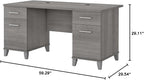 Bush Furniture 60-inch Home Office Desk with Drawers, Large Computer Table with Storage, Transitional Style, Somerset Collection, Platinum Gray